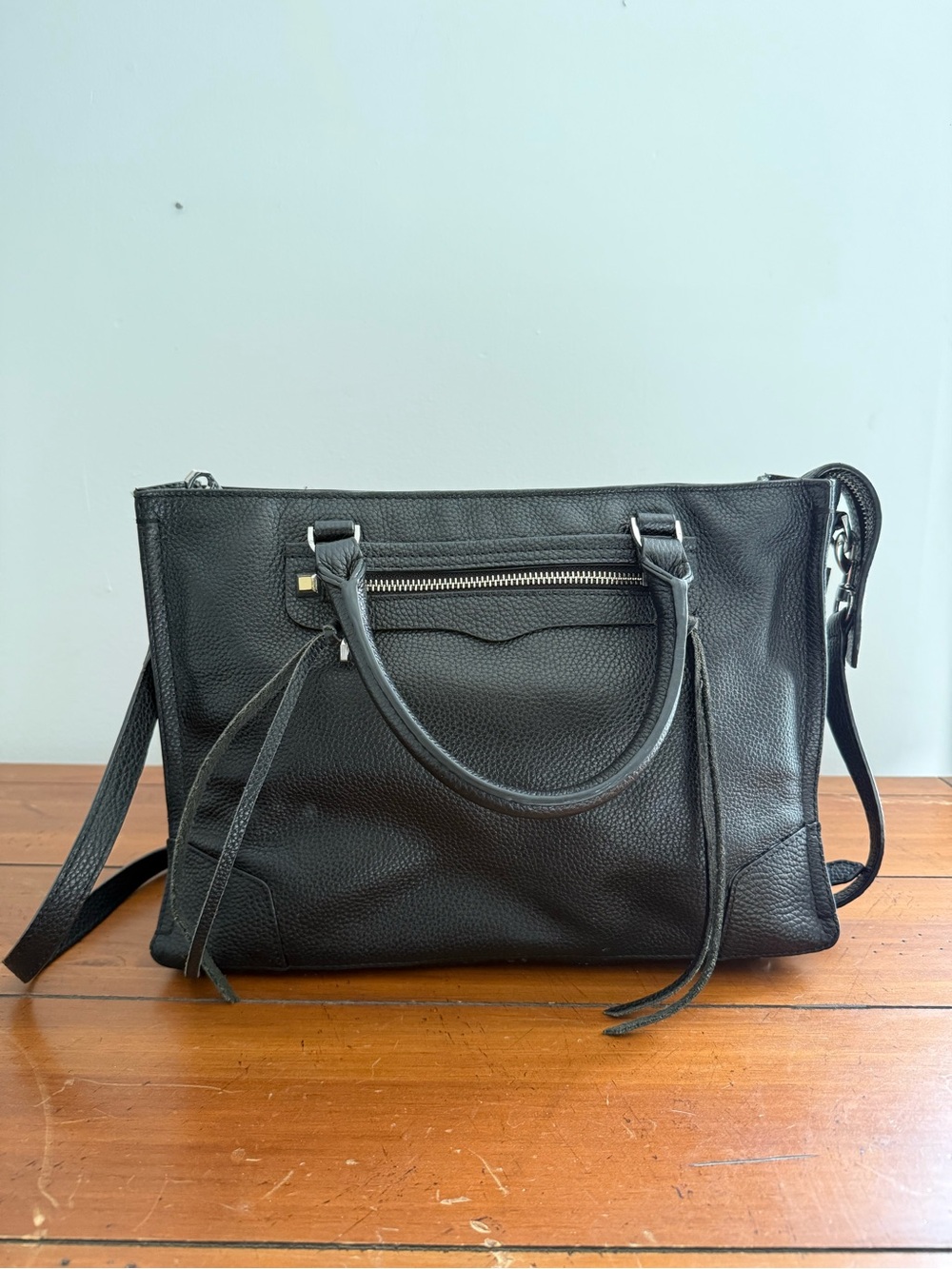 Rebecca Minkoff Black Pebbled Leather Crossbody Satchel - Picture 5 of 15